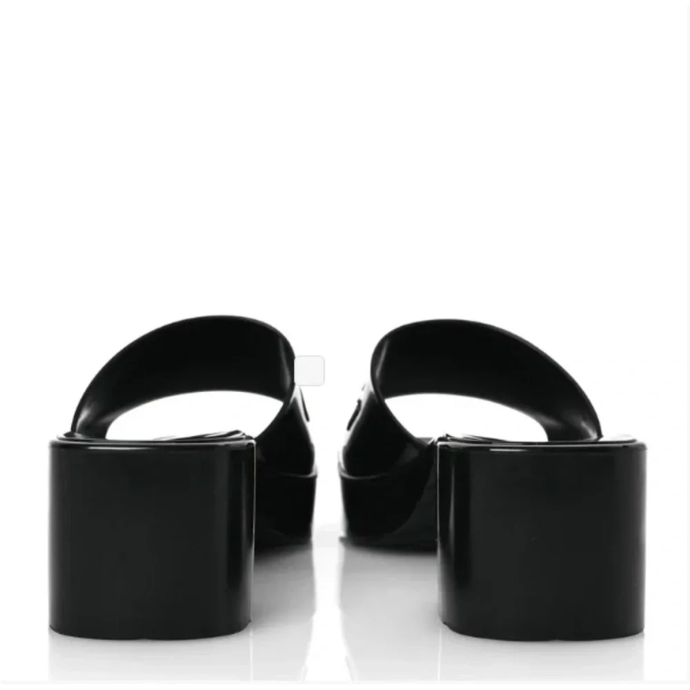 Gucci Women’s Black Nero Rubber Logo GG Slide Sandals 60MM Size 10 NIB - Picture 7 of 11